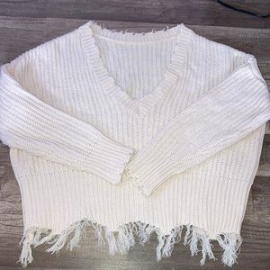 oversized fringe sweater